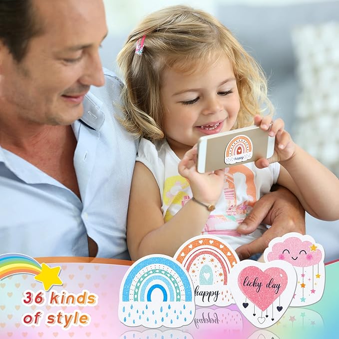Gersoniel 36 Pcs Anxiety Sensory Stickers Strips Adhesive Textured Mental Health Calm Stickers Mindfulness Fidget Decals Stress Anxiety Relief Items for Therapy Office Desk(Boho Style)