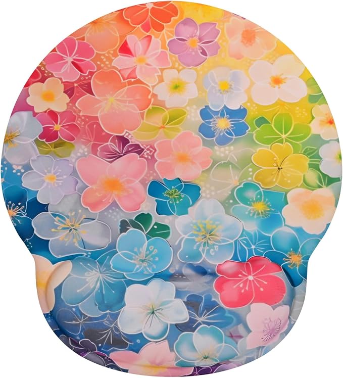 Lily Floral Mouse Pad Wrist Support Wrist Rest, Flower Ergonomic Mouse Pad with Non-Slip Base for Office Gaming Working Computers,Desk Accessories Pain Relief Mouse Mat, Flower Cluster