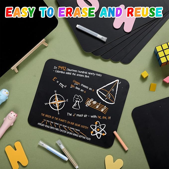 12 Pcs Chalk Board for Kids Bulk 9.5" x 12" Double-Sided Wooden Frameless Chalkboard Sign Blackboard for Kids Student School Classroom Home Office Restaurant Birthday Party Favors