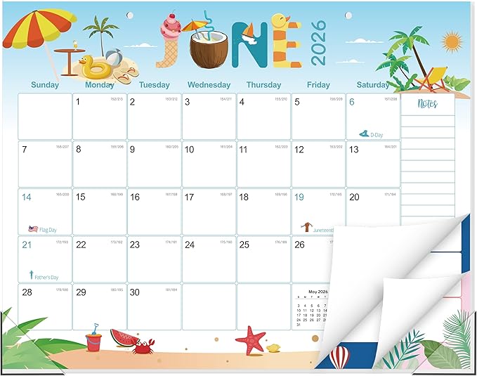 GuassLee Desk Calendar 2026-2027 Large 22" x 17" Desktop/Wall Monthly Calendar 19-Month School Year Planner Covers June 2026 to December 2027 with Julian Date&Notes for Easy Organizing