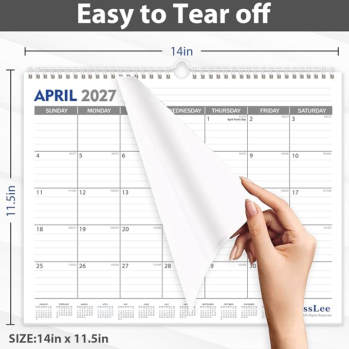 GuassLee 2026-2027 Wall Calendar - 19 Months Hanging Calendar from Jun. 2026 to Dec. 2027, 14" x 11.5", with Notes for Easy Planning School Home Office