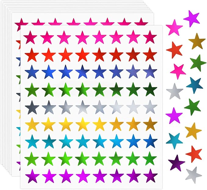 Star Metallic Stickers, 2520 PCS, 0.6" Foil Stars for Kids Reward & Behavior Chart, School & Classroom Supplies, DIY