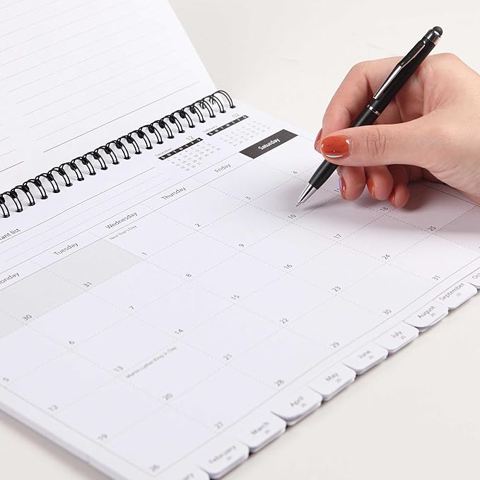 LOMENTICS3-Year Calendar Planner, 2023-2025 Monthly Schedule Organizer Flip Calendar Diary with Tabs, Spiral Bound Top, Black, 8.5 x 11 Inches
