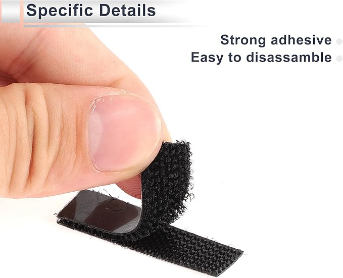 10 Pcs Universal Hook and Loop Tape Adhesive Back Double Sided Sticky-Back Home Office Phone Mount Adhesive Tape 0.39" x 1.57" Black