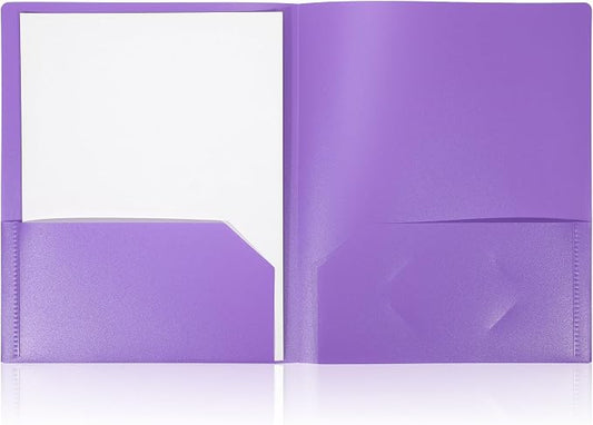 1 Pcs Heavy Duty Plastic Folders 2 Pocket File Folder Fit Letter Size for Home Office School Communication Presentation Report Sheet Protectors (Purple)