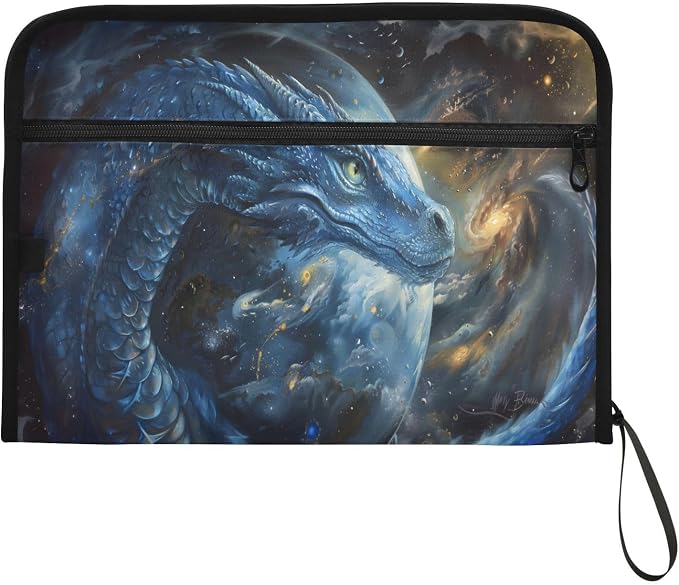 ALAZA Blue Dragon Galaxy 13 Pocket Expanding File Folder with Labels, Accordion File Folder File Organizer Letter A4 Paper for Office School Student