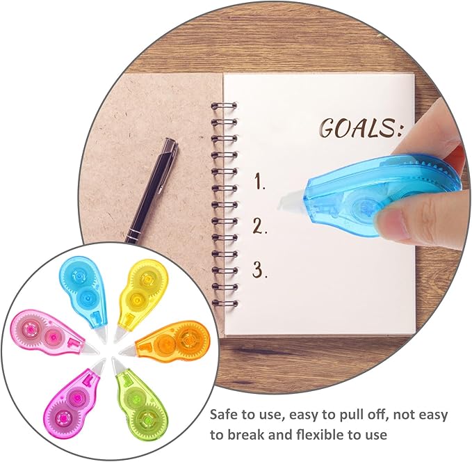 Healifty 6pcs White Correction Tape 1/5 X 158 Inches, Instant Drying Adhesive Writing Tape with Easy-use Applicator for School and Office Supplies