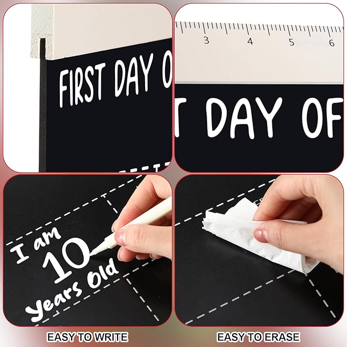 First and Last Day of School Chalkboard Sign 13.8 x 10 Inch Reusable Double Sided First Day of School Sign for Graduation Kids Preschool Kindergarten(Red Apple Style)