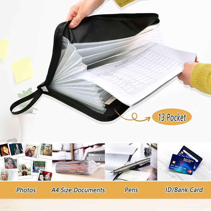 Cute Cows Accordion File Organizer Expanding Document Folder with 13 Pockets Portable File Folder for A4 Letter Size
