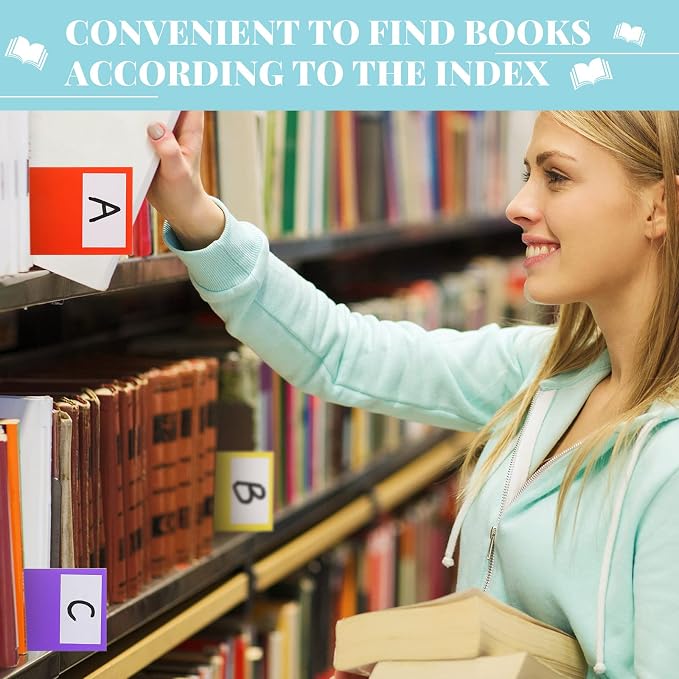 Chinco 30 Pieces Library Book Dividers for Shelves with Stickers, Library Shelf Markers Assorted Colored Book Shelf Dividers Plastic Shelf Marker Flexible Book Shelf Marker Set for Classroom Supplies