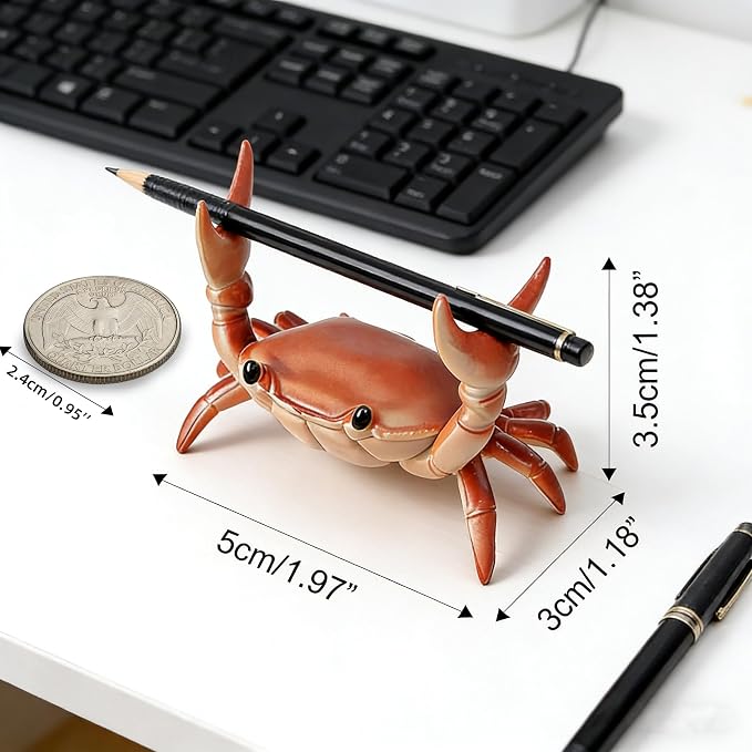 Desk Crab Pen Holder 4 Pack, Creative Weightlifting Crab Resin Pencil Stand Holder,Funny Office Desk Accessories for Home, School, Studio (Red)