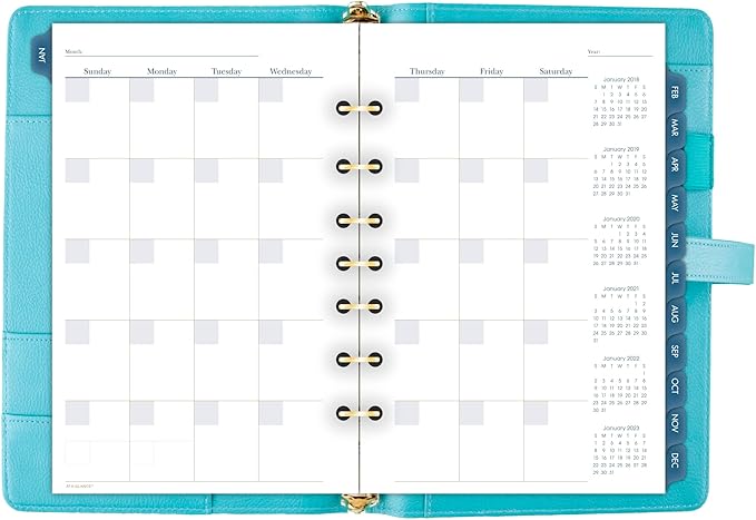 AT-A-GLANCE, Undated, 5-1/2" x 8-1/2", Desk Size, 7-Ring, Faux Leather Fashion, Teal (DR1118-040-42)