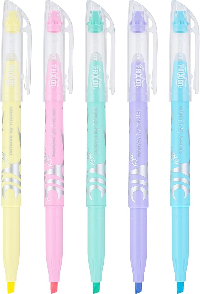 PILOT FriXion Light Pastel Collection Erasable Highlighters, Chisel Tip, Assorted Color Inks, 5-Pack (46543)