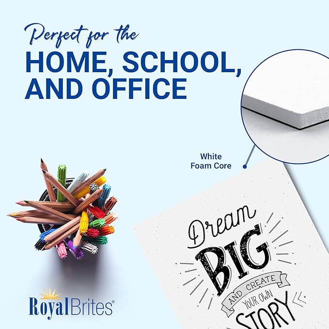 Royal Brites Dual Color Black/White Foam Board 22” x 28”, Sturdy & Lightweight 3/16" Thick Board for Art, Work Presentations, & School Projects, Pack of 4