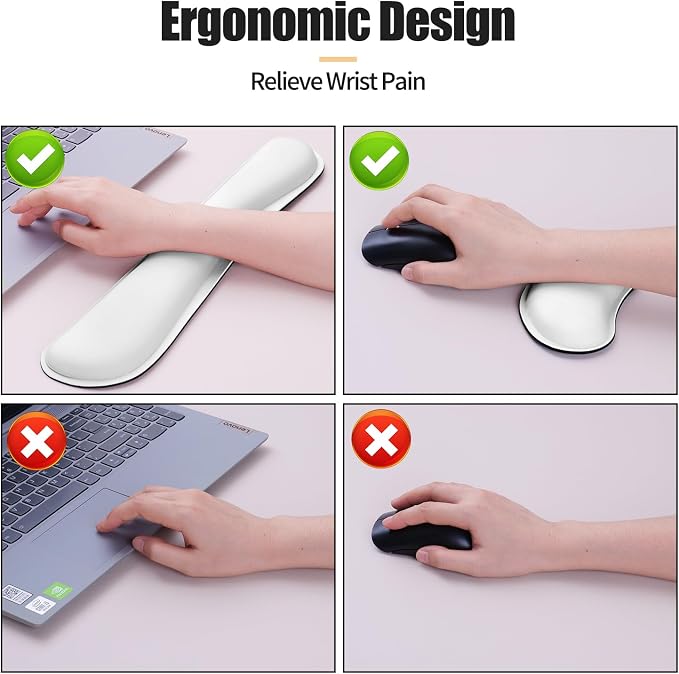 Bloss Leather Desk Pad and Keyboard Wrist Rest, Large Mouse Pad + Keyboard Pad+Mouse Wrist Support, Non-Slip Desk Mat Protector for Office, Home (35.4×15.7 Inches,White)