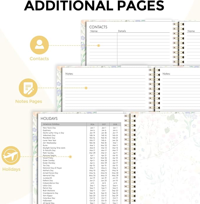 SKYDUE 2026-2027 Monthly and Weekly Academic Planner, July 2026-June 2027, 8.5"x11", Agenda Calendar with Colorful Tabs and Storage Pocket, Ideal for School Office Supplies