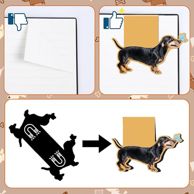Wxiben Dachshund Magnetic Bookmark Gifts - 8 Pcs Sausage Pet Dogs Magnetic Bookmarks Dog Book Mark Magnets Page Marker Clip Gift for Dachshund Lovers Students Teacher School Reading Book Marks