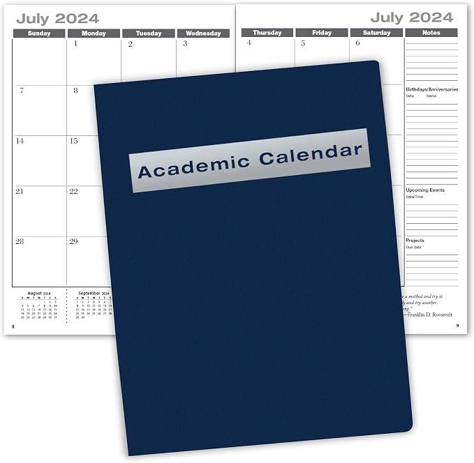 Elan Publishing Company Academic Calendar - 13 Months (July 2024 - July 2025) 7" X 10" Saddle-Stitched Dated for 2024-2025 Academic Year (Blue)