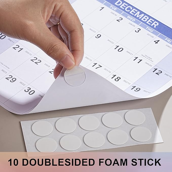 2026 Yearly Wall Calendar - 2026 Calendar, 2026 Wall Calendar 12month, Jan. 2026 to Dec. 2026, 34.2" x 22.8" (Open), Vertical, Thick Paper, Double-sides Round Stickers, Holidays & Julian Dates