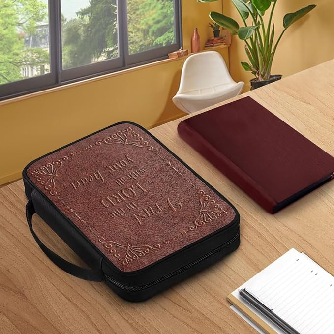 Trust in the Lord Print Bible Cover for Women Men with Handle Portable Book Carrying Cases Church Bag