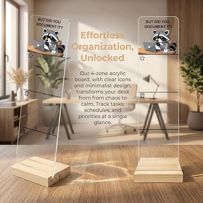 But Did You Document It Office Raccoon Decor Sticky Note Holder, Funny Office Monitor Memo Board Decorations for Shelf Office Desk Accessories Raccoon Gifts