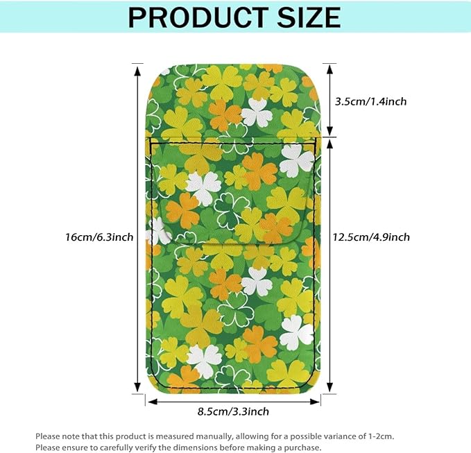 chaqlin Portable Pocket Protector with Saint Patrick Leaves Print PU Leather Pocket Organizer for Men Women Shirts, Lab Coats, Pants -Pen Pouch Holder