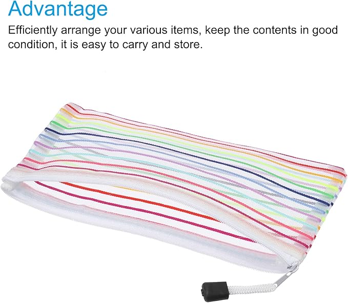 MECCANIXITY Mesh Zipper Pouches, B6 Colorful Pencil Case Document File Bags Storage Organizer for Office Supply Travel Accessory, White Pack of 6
