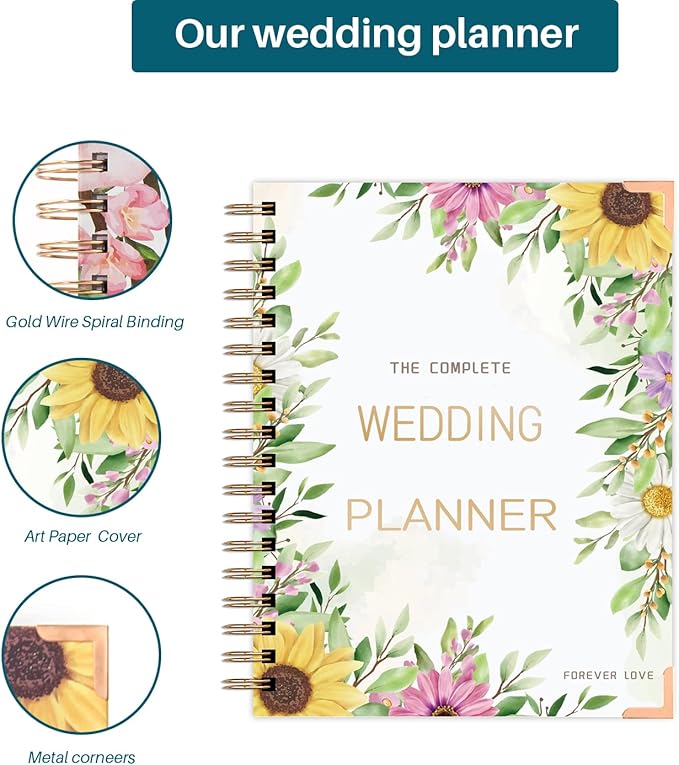 Wedding Planner Book and Organizer for the Bride - Wedding Planner, Wedding Planner Book Unique Engagement Gift for Newly Engaged Couples - Hardcover Bridal Planning Wedding Notebook 11" x 9"
