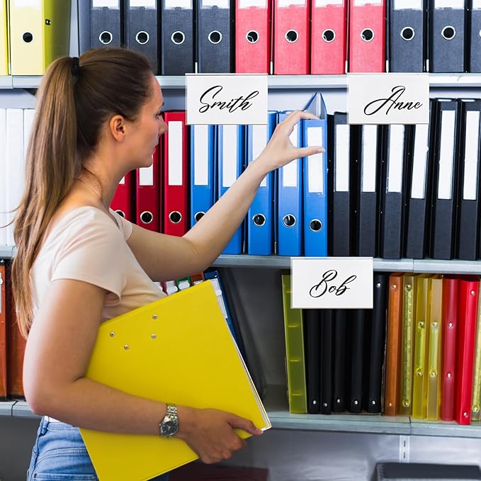 Feifeiya 24 Pcs Acrylic Library Moveable Shelf Label Holders Bulk Talker 5" x 3" Clear Shelf Display Markers Retail Label Tags for Office Home Classroom Office Book Shelve