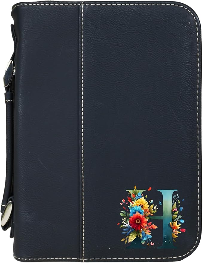 Personalized Vegan Leather Zippered Bible Cover – Custom Engraved Scripture Journal Case with Handle, Pen Holder & Pocket – Fits Large & Medium Bibles
