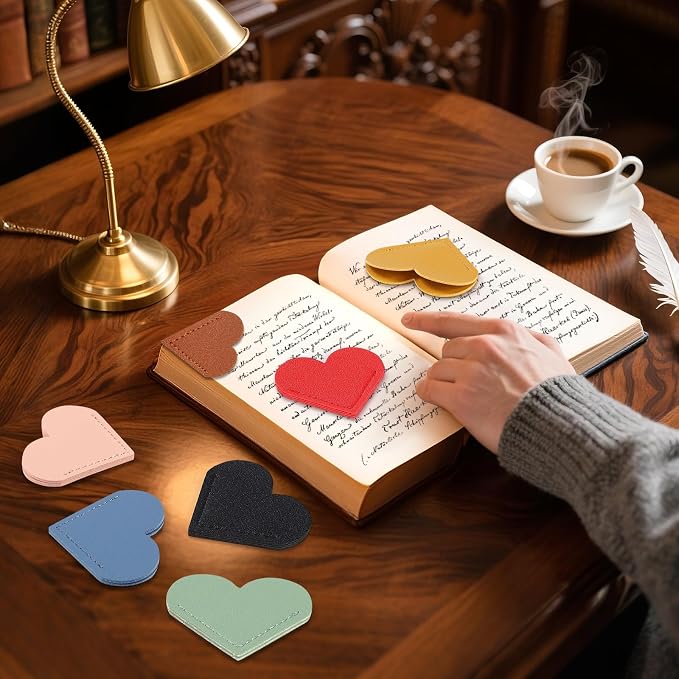 36 Pcs Leather Heart Bookmarks - 12 Colors Cute Corner Page Book Marks for Women, Students, Teachers, Book Lovers, Reading Accessories, Unique Gifts for Readers (3 of Each Color)
