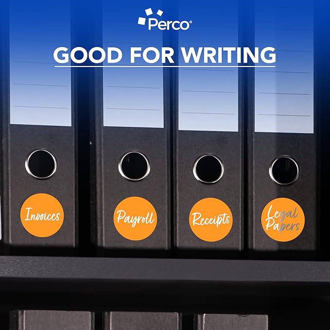 Perco Fluorescent Orange 3-Inch Perforated Circle Dot Sticker Labels — 10 Rolls, 5,000 Round Stickers — with Permanent Adhesive for Moving Boxes, Sale Signage, Displays, Status Messaging—Made in USA