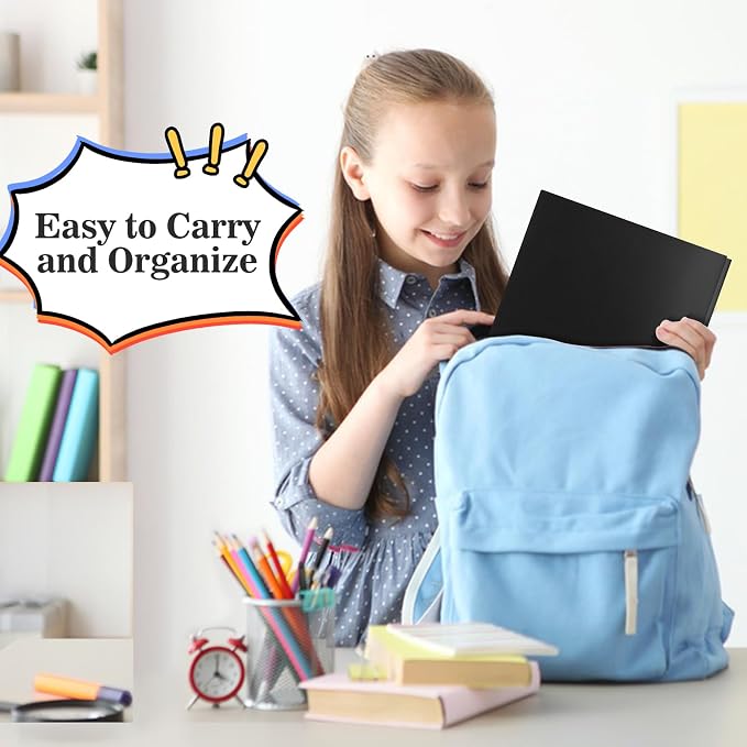 12-Pack Plastic Folders with Pockets and Prongs, 2-Pocket Poly Folders with 3 Fasteners Hold 8-1/2" x 11" Paper for School/Office/Home, Black