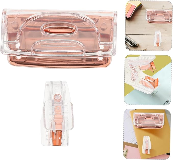 LALAFINA 4sets Office Supplies Staple Remover and Hole Puncher Multi-use Tools for Efficient Stapling and Punching Stylish Transparent Design for Use