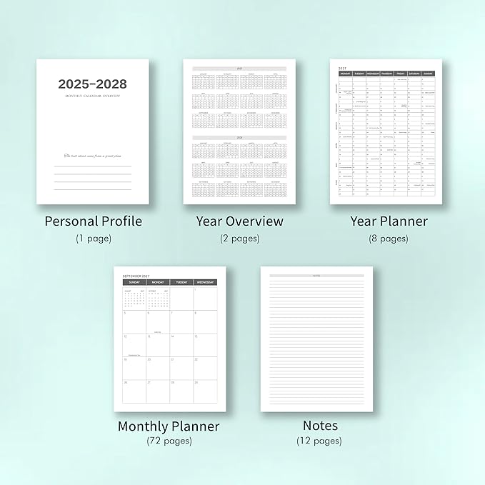 Monthly Planner 2025-2028, 2025 Calendar 36 Months Planner With Monthly Tabs, July 2025- June 2028, 8.5" x 11", 3 Years Academic Calendar Hard Cardboard Cover with Spiral Bound, Perfect for School & Office for Women & Men