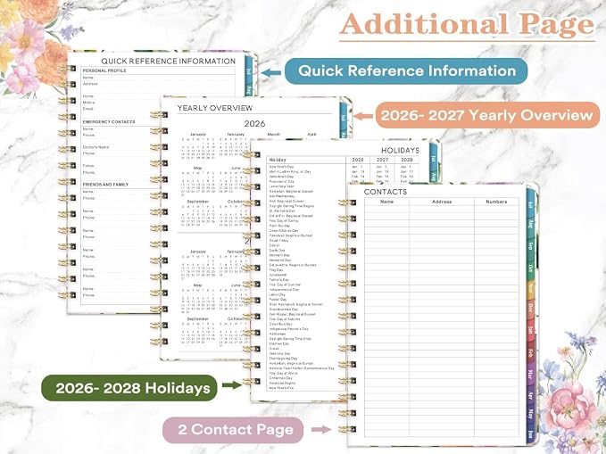 Planner 2026-2027 - Weekly & Monthly Planner, Jul 2026-Jun 2027, Academic Planner 26-27, 6.4"×8.5", Tabs, Thick Paper, Twin-Wire Binding, Back Pocket, Inspirational Quotes for Office Home School