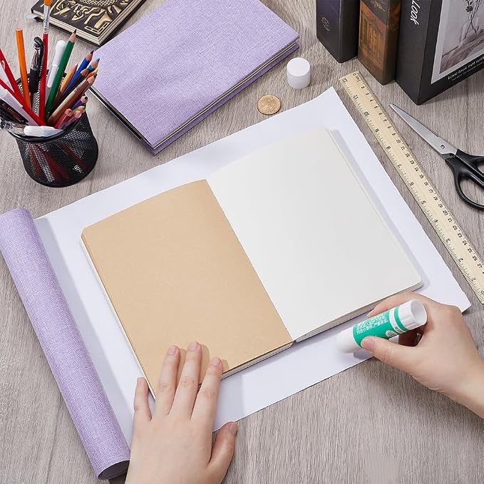 CRASPIRE 51x11.8 Linen Book Cloth Light Purple Lilac for Books Binding Fabric Surface Paper Backed Bookcover Woven Cloth Books Album Scrapbooking Archival Covering Protector Bookbinding Supplies
