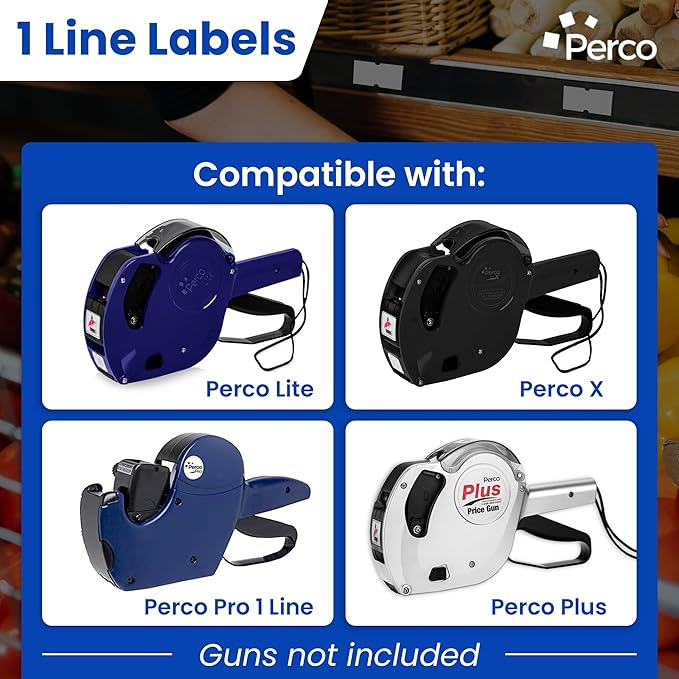 Custom Price and Date Labels for Perco Lite, X, Plus and Perco Pro 1 Line Guns - Choose Color, Font and Imprint - 1 Sleeve, 8,000 Labels