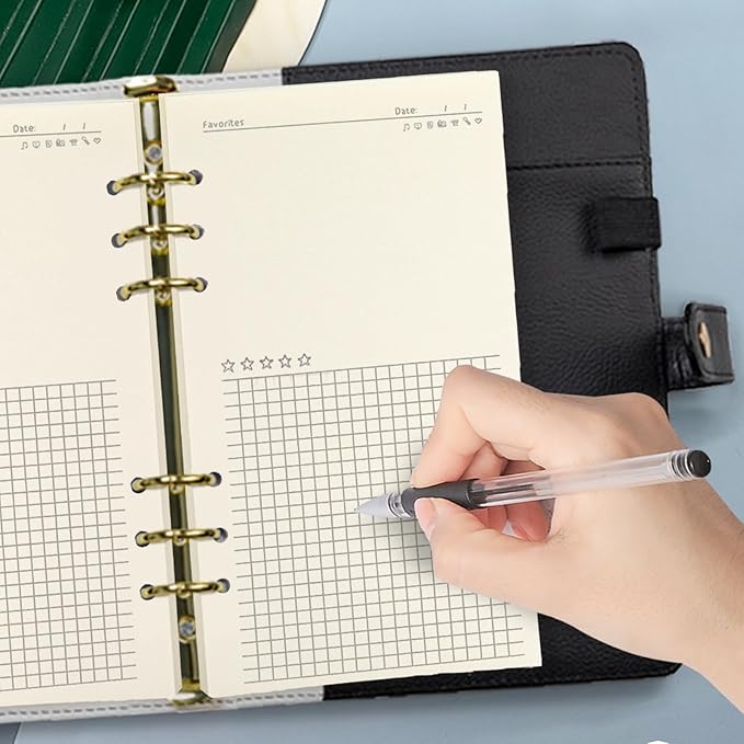A6 Binder Refill,6 Ring Binder Inserts,for Filofax/Personal Journal, Blank and Grid, 45 sheets/90pages, 100Gsm Quality, Harphia (A6 3.74 x 6.77'',Noterecord)