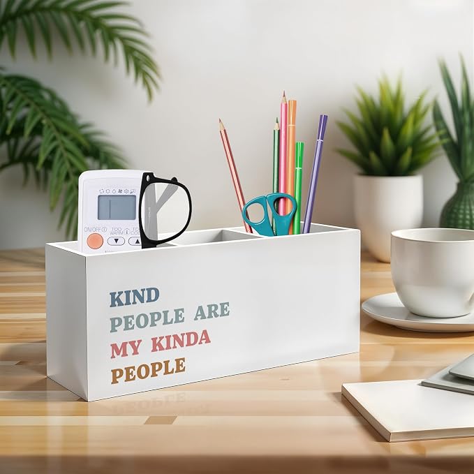 Kind People Are My Kinda People Pen Pencil Holder, Teacher Appreciation Gifts, Positive Affirmations Humorous Pencil Pen Holder Organizer for Teacher Office Desk Accessories