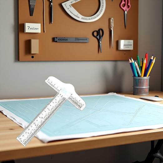 6 Inches Transparent Acrylic T-Square Ruler, T Square Ruler, Drafting Tools, T Ruler Transparent for Crafting and Drafting