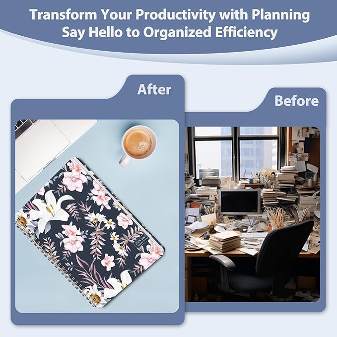 Academic Planner 2026-2027, Weekly and Monthly Agenda Planner, Daily Calendar Planning Notebook (July 2026 - June 2030), School Teacher Student Supplies, Elegant Florals