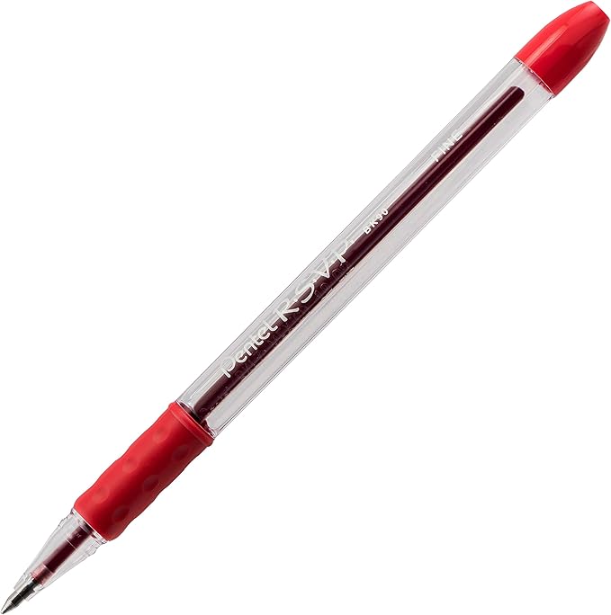 Pentel RSVP Ballpoint Pen, Fine Line, (0.7mm), Red Ink (BK90BP5B) (Pack of 1, 5 Count Total)