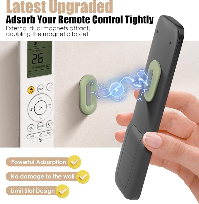 4 Pack Magnetic Remote Control Holder Wall Mount, 2025 Upgraded Smaller & Stronger Magnetic Silicone Remote Control Organizer TV Remote Charger Holder Caddy Back of TV (Multi)