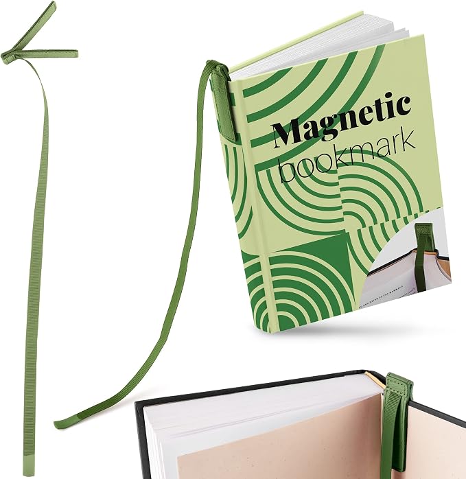 Superior Essentials Planner Magnetic Bookmark - Genuine Leather, Single Long Ribbon Bible Bookmark for Book Lovers - Amplify Your Love for Books with Our Elegant Ribbon Page Marker (1PC, Sage Green)