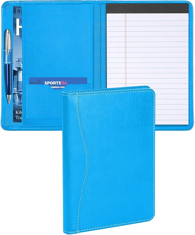 Lcjtop Padfolio/Portfolio Binder, Mini Padfolio Portfolio Binder 5 x 8 Legal Writing Pad, A5 Document Organizer Folder for Men Women, Electric Blue