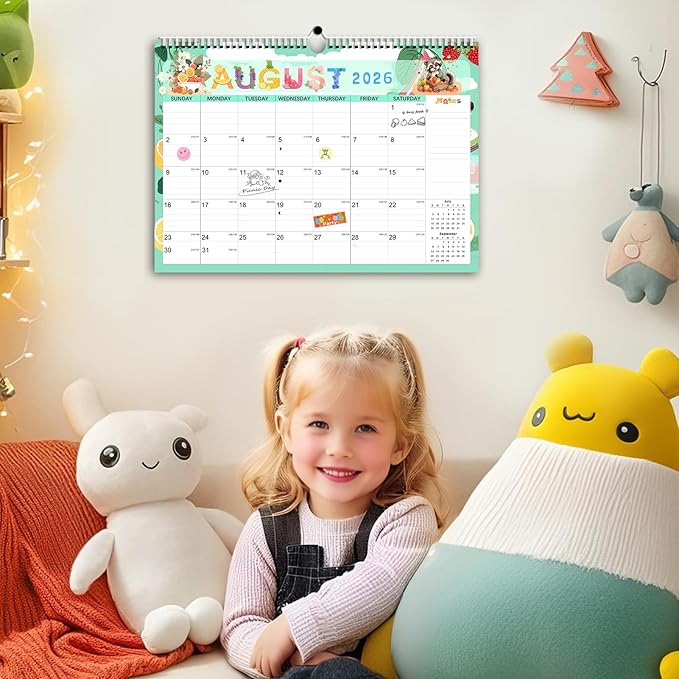 AECCN Calendar 2026-2027, 18 Months Wall Calendar 2026-2027 with Stickers, 17" x 12" Anti Ink Bleed, Durable Thick Paper, Seasonal Calendars for Home, Office, Student and Teacher Supplies- Colorful