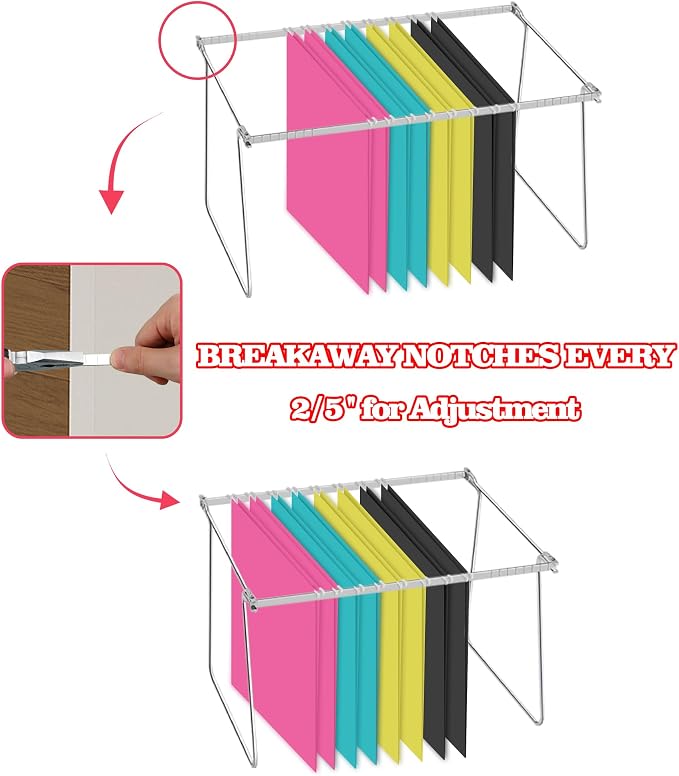 Heavy Duty Steel Hanging File Frame,Letter Size Hanging File Folder Frame,Adjustable Length 11" to 18",2 Packs(Without Folders)