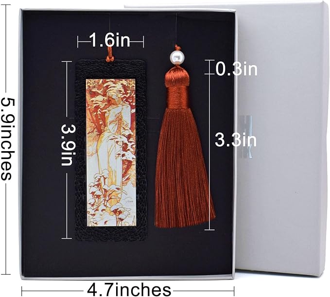 BLBMH Metal Bookmarks for Women Alphonse Mucha Birthday Christmas Gifts Unique Mother's Day Teacher Appreciation Gifts for Book Lovers Friends Readers - Winter