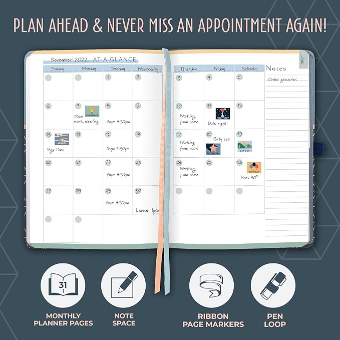 Boxclever Press Undated Planner. Undated Weekly Planner to Schedule, Plan & Organize. Agenda Planner with Tear Out Grocery Lists, Monthly Planning, Planner Stickers & More. 8.5 x 5.5ins